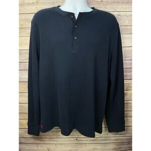 Untuckit Shirt Men’s L Blue Henley Waffle Knit Thermal Long Sleeve Casual